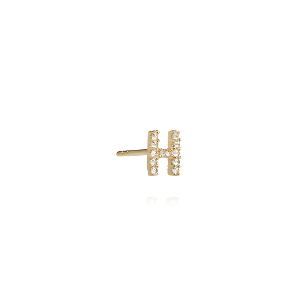 18ct Gold Diamond Initial H Single Stud Earring | Annoushka jewelley